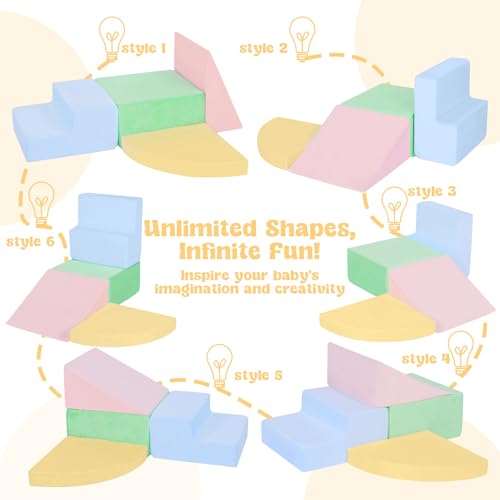 Image of CAMELUS Climbing Toys for 1 Year Old, Foam Baby Climbing Blocks for Toddlers, 4-Piece Soft Play Set Toddler Climbing Toys Indoor, Climb Crawl Activity Play Set, Birthday