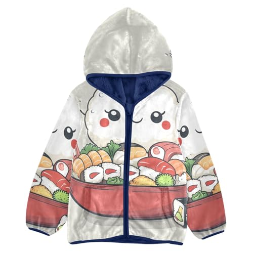 Cute Sushi Girls Fleece Jacket Girls Fall Jacket Girls Zip Up Hoodie Girls Sherpa Jacket 2-10T