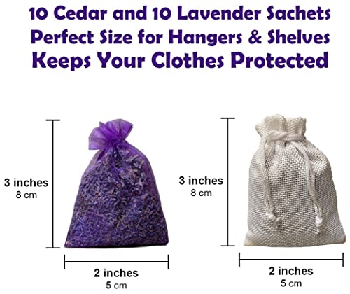 Professor Killamoth Cedar Chips and Lavender Sachets (20 Pack) - Stop Clothes Damage - Cedar and Lavendar Home Fragrance Sachets for Drawers and Closets