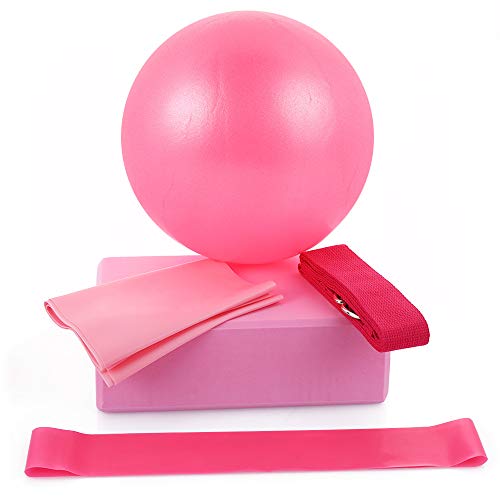 Kit para iniciantes de ioga, 5pcs Conjunto de equipamentos de ioga com bola de ioga Blocos de ioga A