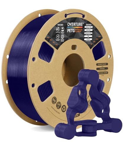 Image of OVERTURE PETG Filament 1.75mm, High Speed 3D Printer Filament, Neatly Wound & Clog-Free, 1kg Spool (2.2lbs) Clear PETG, Dimensional Accuracy + /- 0.02mm, Fit Most FDM Printers (Transparent Blue)