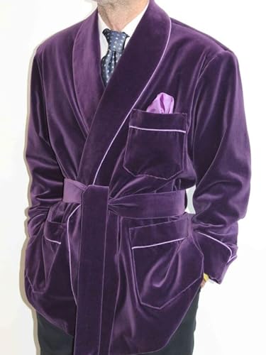 Purple Velvet Smoking Jacket Relexed Fit Evening Robe For Dinner Velvet Jacket2