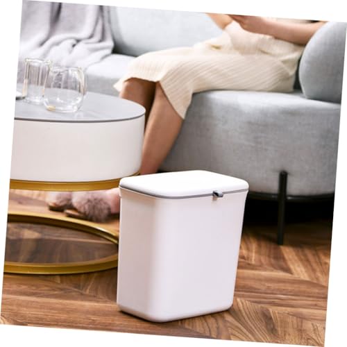 Caneca de basura rectangular blanca de plástico 10L miniatura 6
