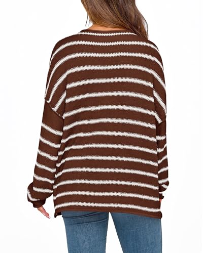 BTFBM Women's Striped Knit Sweaters 2025 Spring Fall Boat Neck Off Shoulder Long Sleeve Oversized Casual Pullover Tops