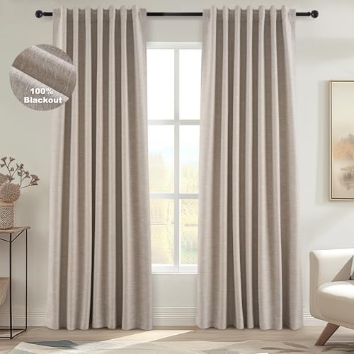 Topfinel Boho Farmhouse Blackout Linen Curtains