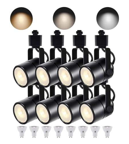 Yuemegou Black Dimmable LED Track Lighting Heads, 10W 3CCT H Type GU10 Track Light Heads Adjustable...