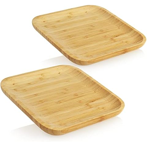 com-four® Bandeja de bambú para servir aperitivos en fiestas o eventos - 2 piezas Cover