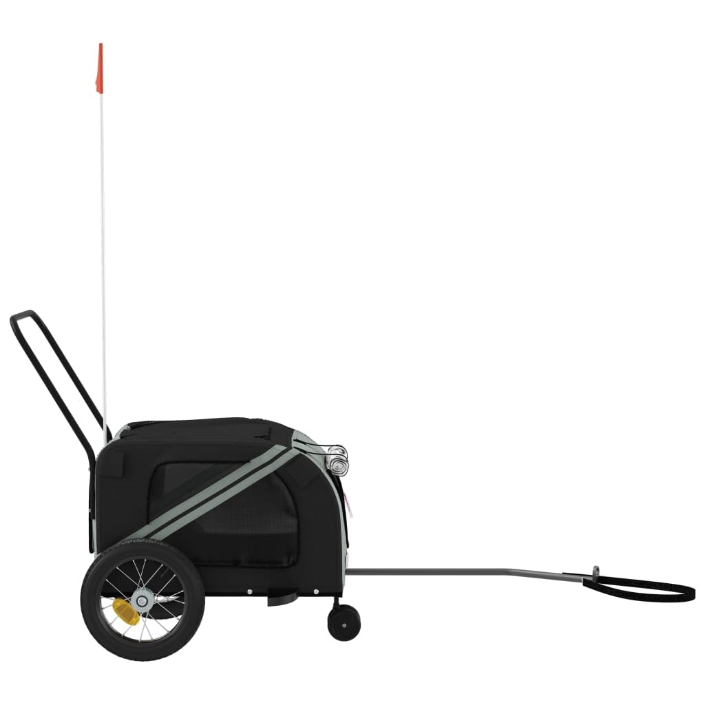 Homgoday Remolque de bicicleta para animales gris y negro Oxford y hierro, mueble carro para perro, carro para bicicleta, carro para perros, transportín perro bicicleta modelo 93888