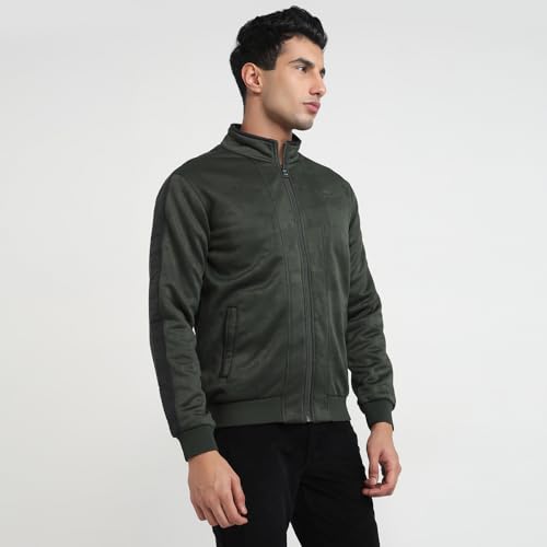Image of Park Avenue Men Regular Fit Solid Pattern Pure Polyester Turtle Neck Full Sleeve Casual Outer Wear