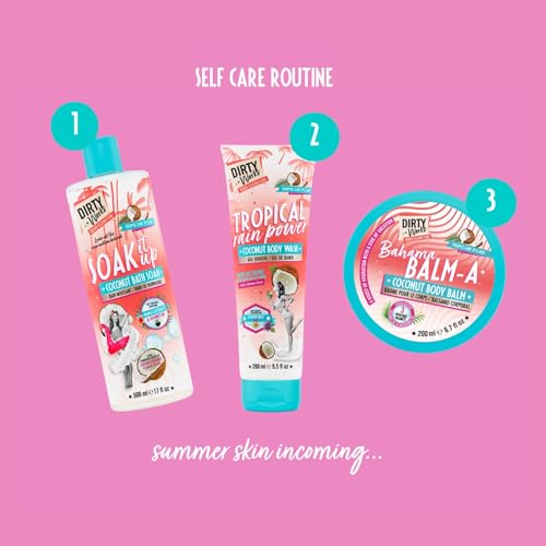 Dirty Works Soak It Up Coconut Bath Soak, 500ml, Hydrating Bubble Bath with Tropical Fruit & Hibiscus Extracts, Vegan Bath Milk for Relaxation & Soft Skin - Image 7