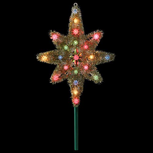 21" Lighted Gold Star Of Bethlehem Christmas Tree Topper - Multicolor Lights #TOP1