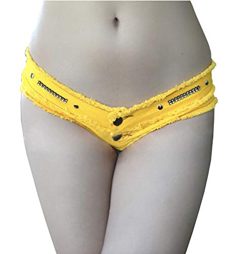 Cheeky Folie Sexy Frauen Denim Short Abgeschnitten Tanga Niedrig Anheben, Gelb Größe M, Ref SJ6-12 Cover
