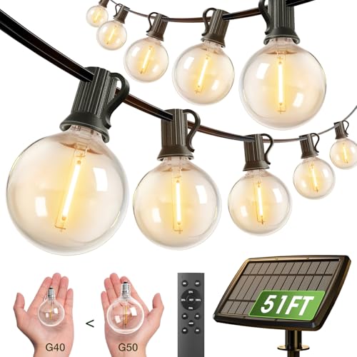 addlon 50FT Solar String Lights G50 with USB Hybrid Charging