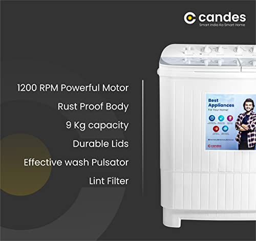 Image of Candes Washing machine Variation (9.0 Kg, Blue & White)