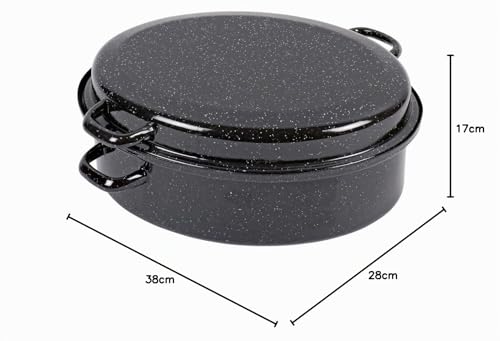 Foto von Kochstar 32711038 Bräter oval ohne Ring, 38 cm, schwarz gesprenkelt