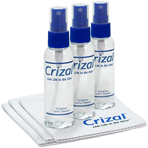 Crizal Eye Glasses Lens Cleaner Kit Eyeglass Cleaner And Microfiber Eyeglass Cleaner Cloth. #1 Doctor Recommended Anti Reflective Lenses-3 Pack Glasses Cleaner And Camera Lens Cleaner