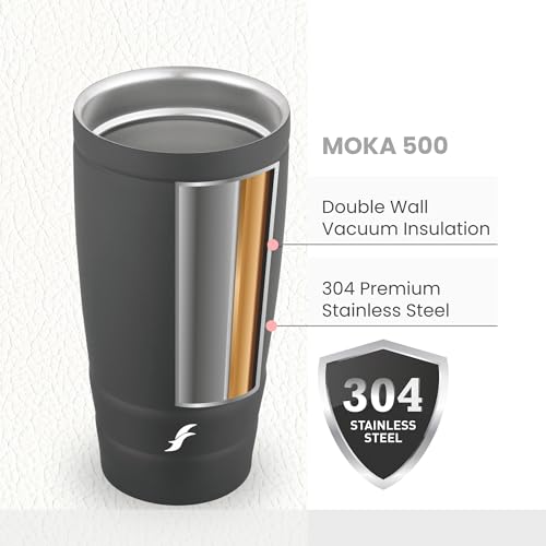 Image of FLAIR Moka Vacuum Insulated Coffee Mug 500ml -Matt Black,Hot & Cold,Leak-Proof,Easy to Clean,Travel Mug
