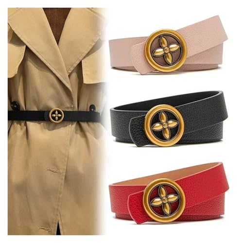 Decorative Belt 2.3cm Women's Belts Versatile Plum Buckle Decorative Jeans Belt Ladies Solid Color Thin Waist Belt For Trench Coat for Country Concert Outfit(Pink)2