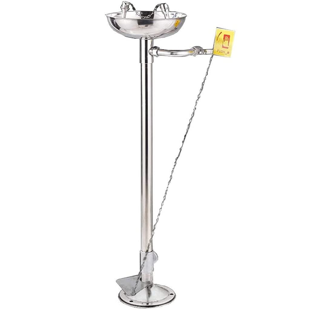 ZTCHSENZT Safety Eyewash,Eyewash Station 304 Stainless Steel Eye Wash Vertical Eye Washer with Pedal Signage Emergency Double Spray Eyewash Station