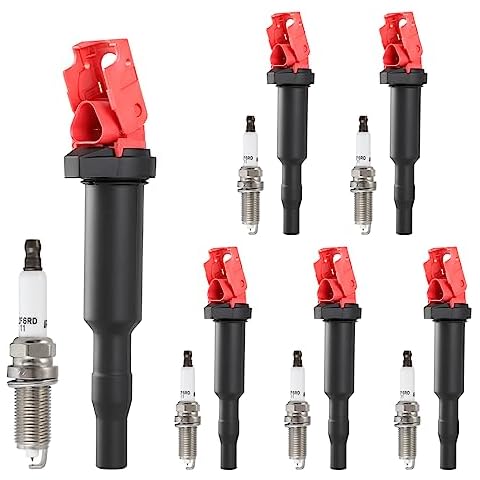 B4B BANG 4 BUCK Set of 6 Ignition Coils and Iridium Spark Plugs Compatible with BMW 128i 325i 325xi 328i 328xi 330i 330xi 525i 525xi 528i 528xi 530i 530xi X3 Z4 Cover