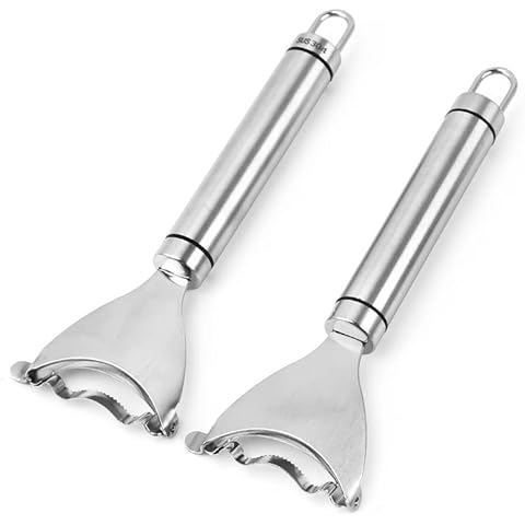 PARTSQUEEN 2 Pcs Corn Peeler, Premium Stainless Corn Cob Stripper, Corn Cutter Corn Scraper with Ergonomic Handle for Kitchen Cover