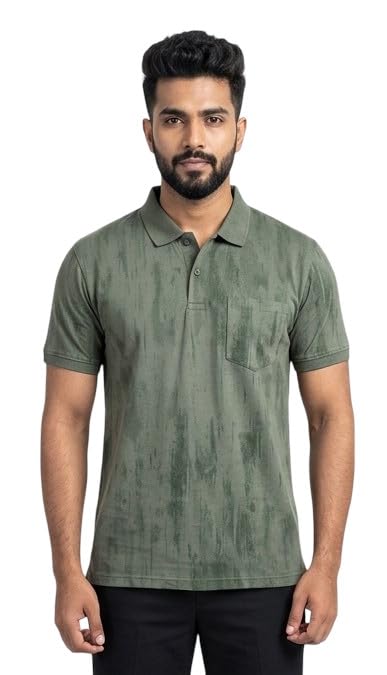 Men’s Textured Polo T-Shirt | Casual Collar Neck Half Sleeve Regular Fit Tee with Chest Pocket | Stylish Everyday Wear Polo T-Shirt for Men-picture-39