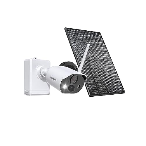 ZOSI C306 Pro 3MP 2K Wireless Solar Security Camera Outdoor - Battery/Solar Powered, Color Night Vision, PIR Motion Detection, Spotlight Alarm,Cloud/M
