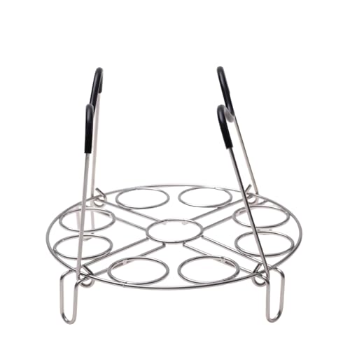Image of 19.5cm Silver Egg Steamer Rack, Heat Resistant Silicone Handle