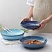 Selamica Ceramic Pasta Bowls Set 34 OZ, Large Salad Bowl 8.6 Inch Deep Plates for Pasta Soup, Microwave & Dishwasher Safe, Set of 6, Gradient Blue