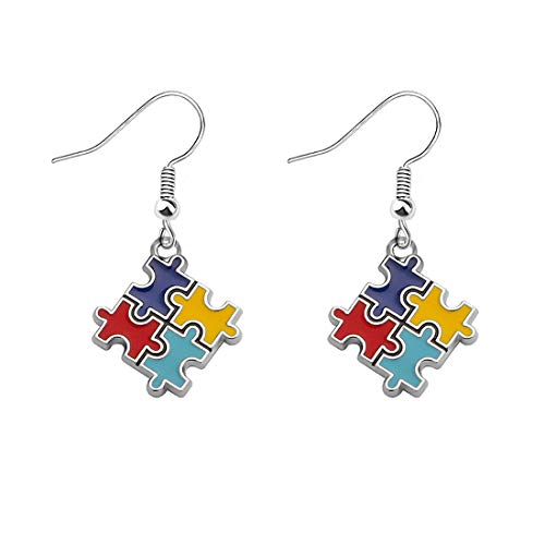 Autism Awareness Puzzle Lariat Earring Motivational Autism Gift (earring)2