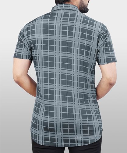 Image of LookMark Men's Trendy Lycra Blend Spread Collar Half Sleeve Printed Shirts - Elevate Your Style with Comfort and Versatility (Pack of 2)