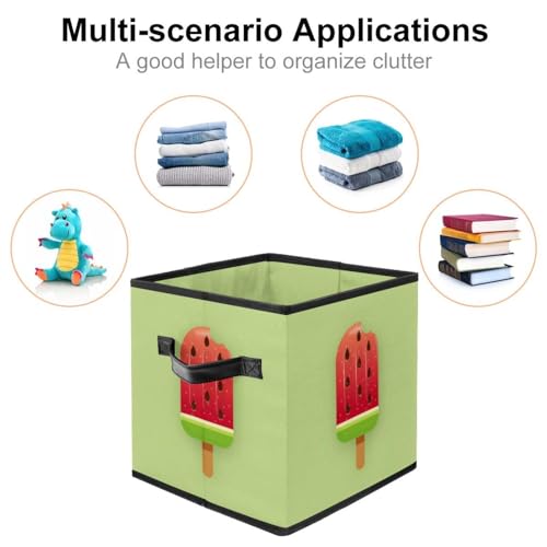 Boîte de rangement pliable cube pastèque vert d'été pour placard - 3