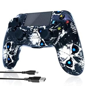 CHENGDAO Wireless Controller für PS4, Game Controller für PS4/Pro/Slim/PC, Gamepad mit Dual Vibration, 6-Achsen Gyro sensor, Schwarz