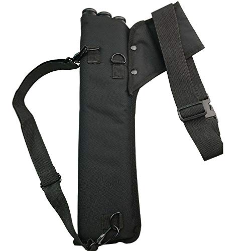 Archery Arrow Quiver Holder 3 Tubes Back Waist Shoulder Bag Pouch Bow Target (Black)