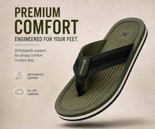 Image of Kraasa DailyStep Men's Diabetic Footwear | Doctor Inspired | Wide Toe Box | Orthopedic Flip Flop | Pressure-Relief Cushion | Anti-Skid Waterproof EVA Slipper for Men