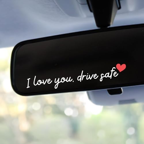 10Pack I Love You Drive Safe Mirror Sticker I Love You Driving Safe Sticker with Heart Rearview Mirror Decal Christmas Valentines Day Gifts for Family Her Him (White+Red)