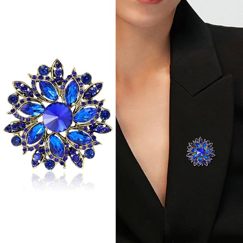 Image of Trendy Large Rhinestone Flower Brooches 8-color for Women Luxury Office Party Casual Pins Jewelry Accessories Gifts
