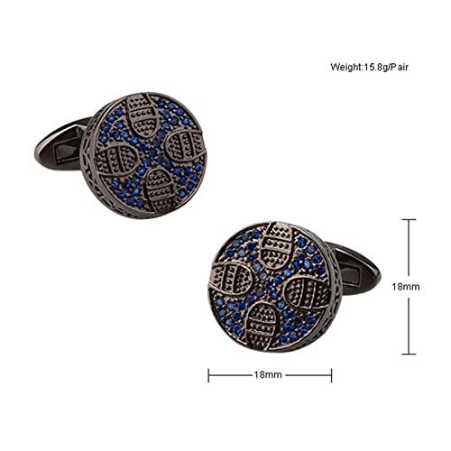 Mancuernillas para hombre, color negro, diseño redondo miniatura 4