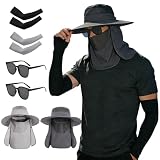EDEOCR 2 Pcs Sombrero de Pesca Protección UV,UPF 50+ Sombrero para Sol Hombre, 12cm Gorro Pescador de ala Ancha, Kit de 6...