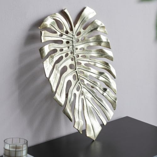 Gold Monstera Leaf Wall Décor - Aluminum Decorative Plate, Contemporary