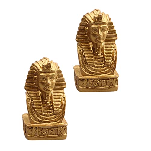 FUNOMOCYA Estatua De Resina Reina Egipcia Dorada 2 Piezas, Figura Mitológica Artesanal, Decoración para Escritorio y Hogar, Obsequio para Amantes Historia y Coleccionistas