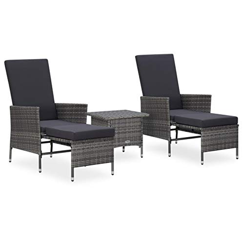 Homgoday Ensemble de Salon de Jardin 2 Places en Résine Tressée Gris Anthracite avec Coussins Amovibles