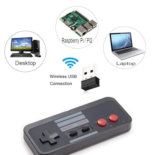 Image of KIWITATA Wireless USB Controller for Retro PC Games, 2 Pack 2.4G Rechargeable Wireless N-e s Remote Gamepad Emulated Controller for Windows XP 7 8 11 & MAC & Retropie