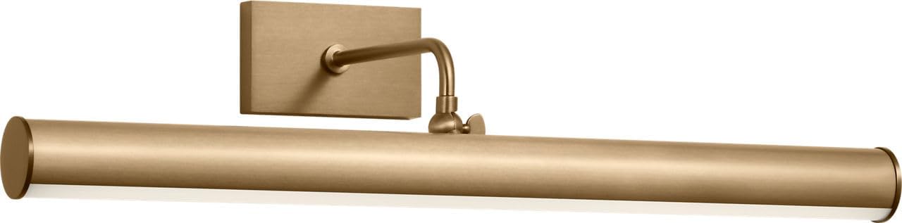 Generation Lighting GLW2031SB Loxen Transitional LED dimmable wall Picture Light in Satin Brass Gold Finish with Matching Satin Brass Gold Metal Shade and White Acrylic Diffuser, Satin Brass Finish