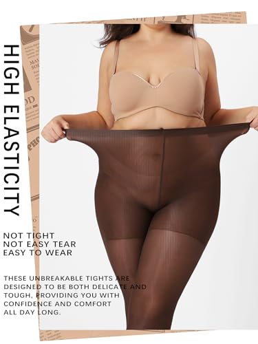 Revolutionary Durable Plus Size Pantyhose, Run Resistant Control Top Sheer Tights for Women with Reinforced Toes4