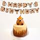 Capybara Geburtstagsbanner 2 Stück,Capybara Happy Birthday Girlande,Niedlich Cartoon Braun Capy Geburtstagsdeko für Jungen Mädchen Kinder Tier Capybara Geburtstag Party Supplies