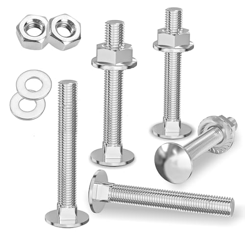 25 Pezzi Viti a Testa Tonda, Viti a Testa Quadrata Semicircolare M6 x 40, Viti a Testa Cilindrica con Dadi Flangiati Esagonali e Rondelle