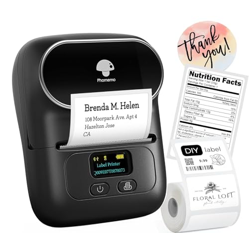 Phomemo Label Printer M110 Upgraded Label Maker Bluetooth No Ink Portable for Small Business, Address, Office, Home for Phone; for PC/Mac(USB), with 100 Labels...