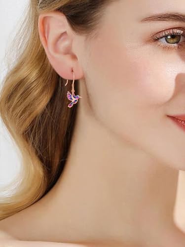 Dreamboat Hummingbird Bird Dangle Drop Earrings for Women 925 Sterling Silver Enamel Hook Jewelry Gifts for Hummingbirds Lovers3