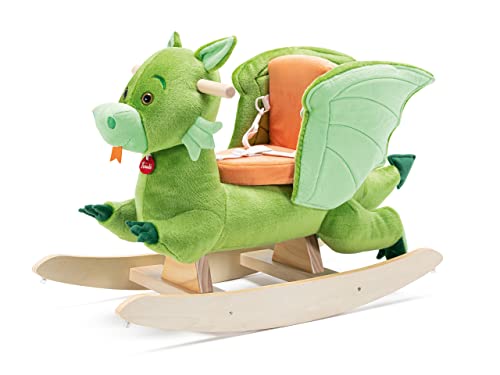 Dragon à enfourcher : grand jouet à bascule en peluche enfants Trudi